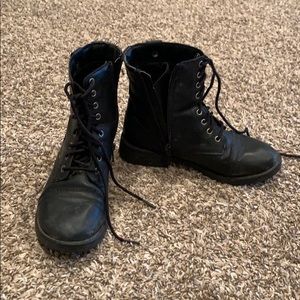 Girls black combat boots